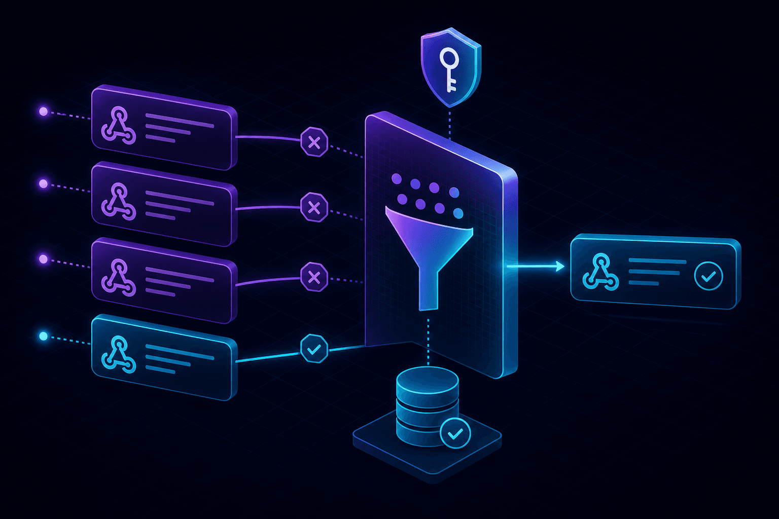 Duplicate webhook requests being de-duplicated by an idempotency-key filter into a single event.