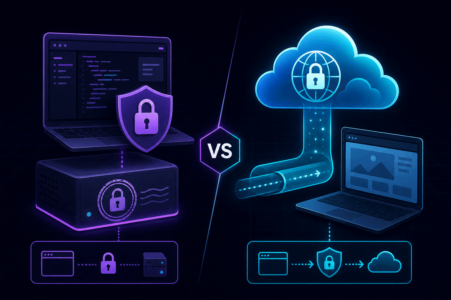 A comparison of local certificate HTTPS versus tunnel-delivered HTTPS on localhost.