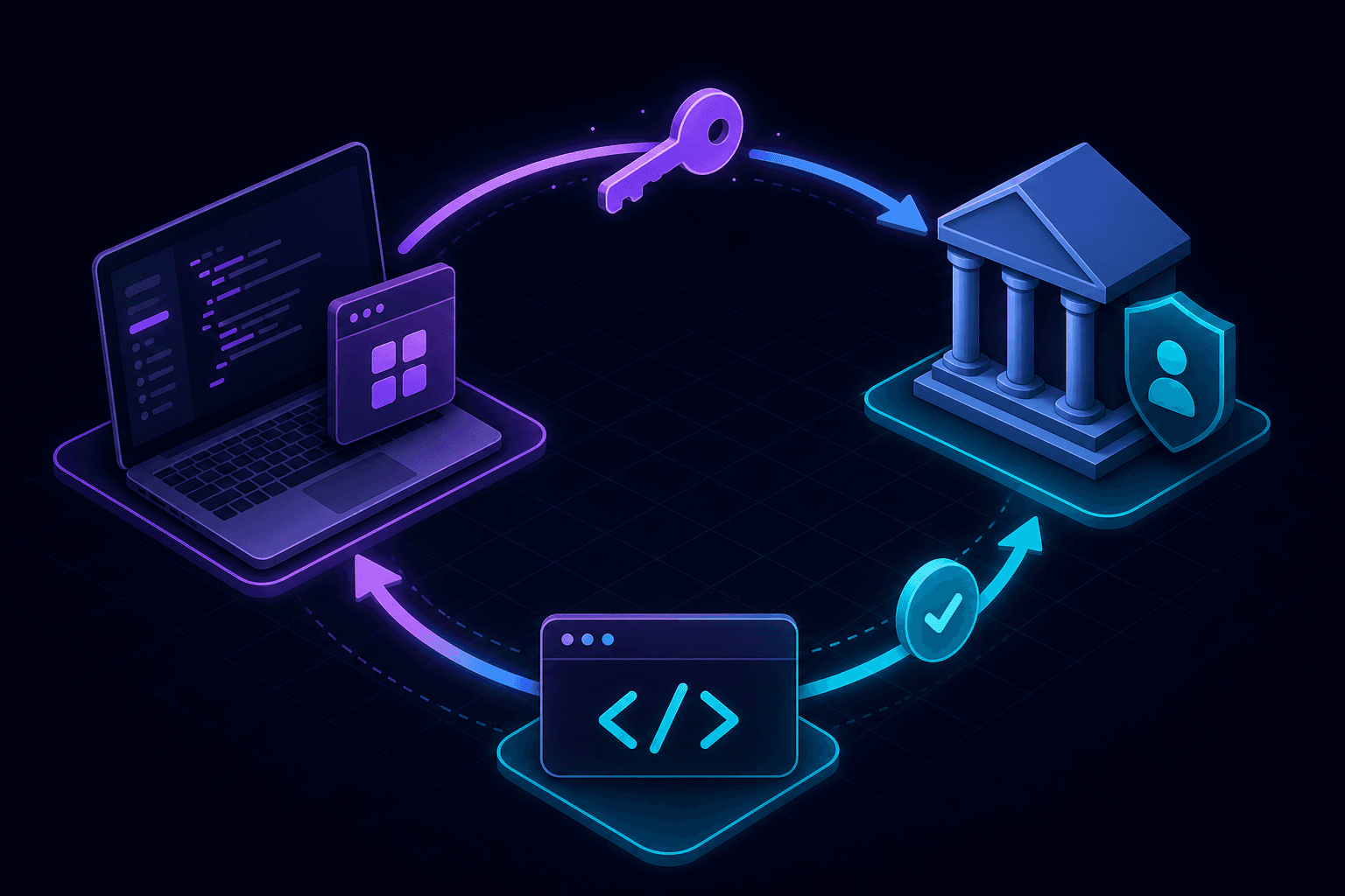 An OAuth redirect loop returning an authorization token to a localhost callback.