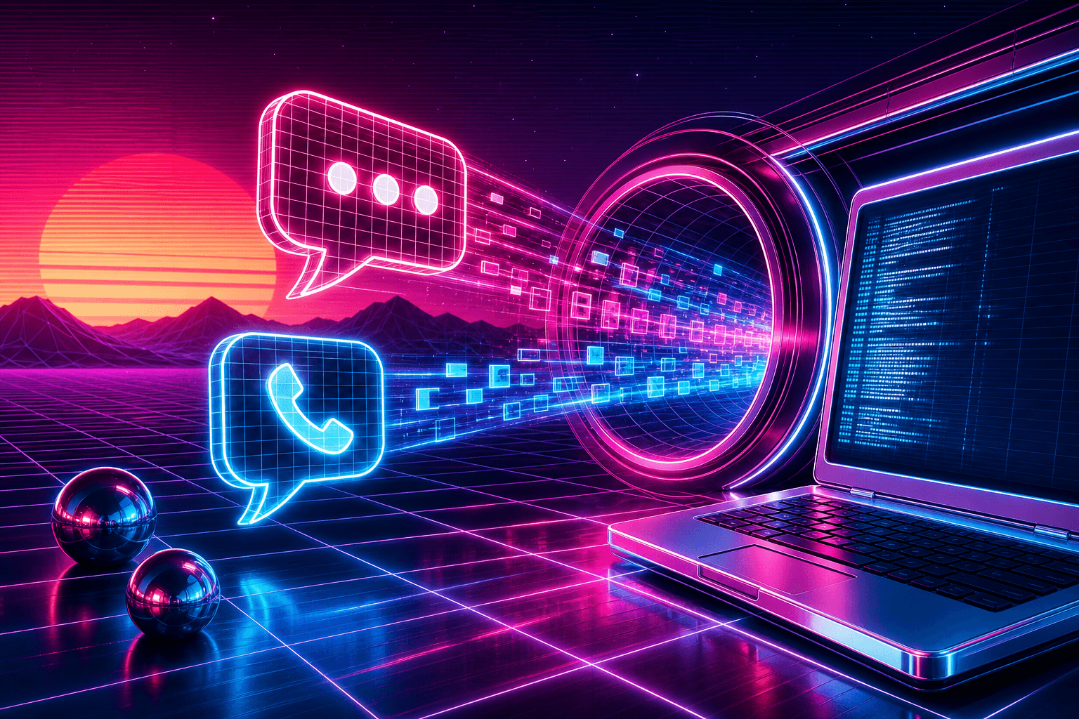 SMS and voice events flowing as webhooks into a local development handler.